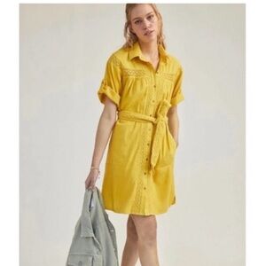 Anthropologie Rilke Mini Yellow Tie
Shirt Dress
Size: XL
Anthropologie